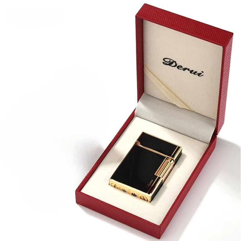 Derui Lighter Creative Butane Gas Windproof Open Flame Lighter Metal Sound Loud Lighter Men's Gift with Box