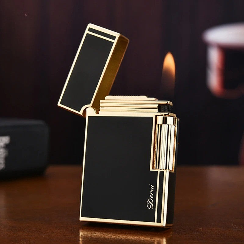 Derui Lighter Creative Butane Gas Windproof Open Flame Lighter Metal Sound Loud Lighter Men's Gift with Box