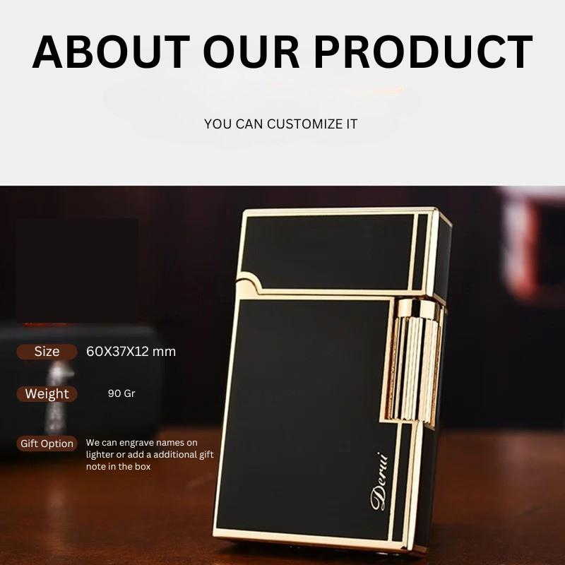 Derui Lighter Creative Butane Gas Windproof Open Flame Lighter Metal Sound Loud Lighter Men's Gift with Box