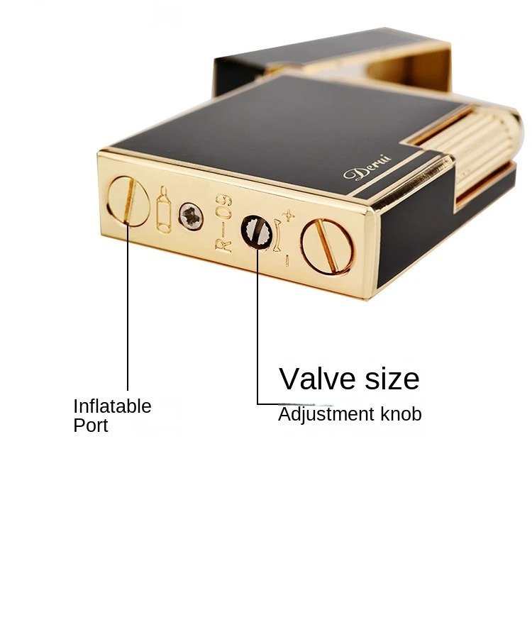 Derui Lighter Creative Butane Gas Windproof Open Flame Lighter Metal Sound Loud Lighter Men's Gift with Box