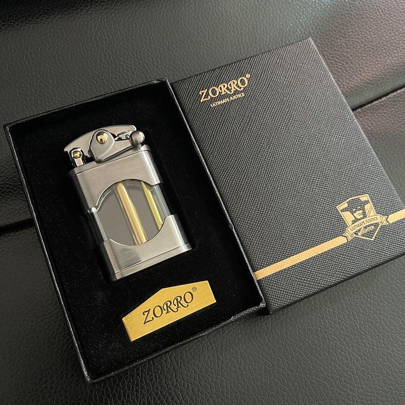 Retro Flint Metal Lighter - Retro Lighter - Unique Rocker Ignition - Transparent Oil Tank - Vintage-Style Wheel Grinder - Refillable Lighter