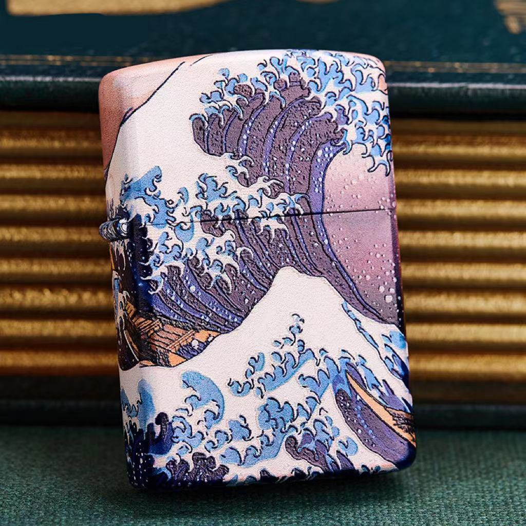 The Great Waves of Kanagawa Surf Inside Lighter Dimension Time Sense Windproof Lighter