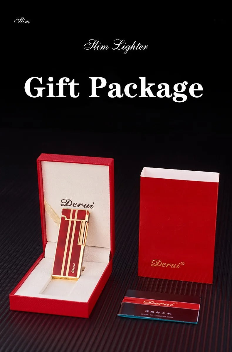 New Derui Ultra-thin Portable Metal Inflatable Lighter Windproof Grinding Wheel Side Slip Lighter High-end Men's Gift