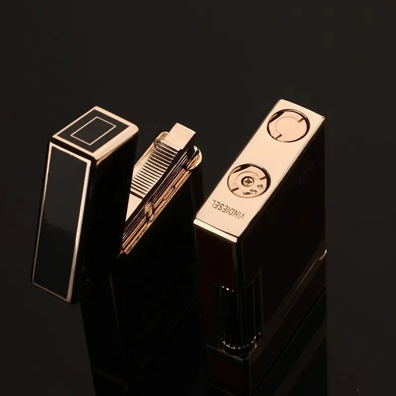 Derui Lighter Creative Butane Gas Windproof Open Flame Lighter Metal Sound Loud Lighter Men's Gift with Box