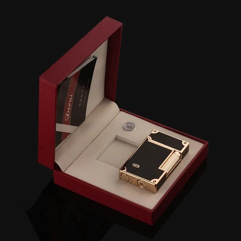 Derui Lighter Creative Butane Gas Windproof Open Flame Lighter Metal Sound Loud Lighter Men's Gift with Box