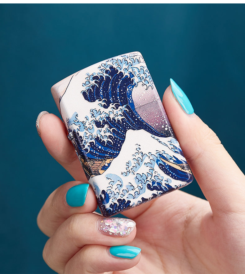The Great Waves of Kanagawa Surf Inside Lighter Dimension Time Sense Windproof Lighter