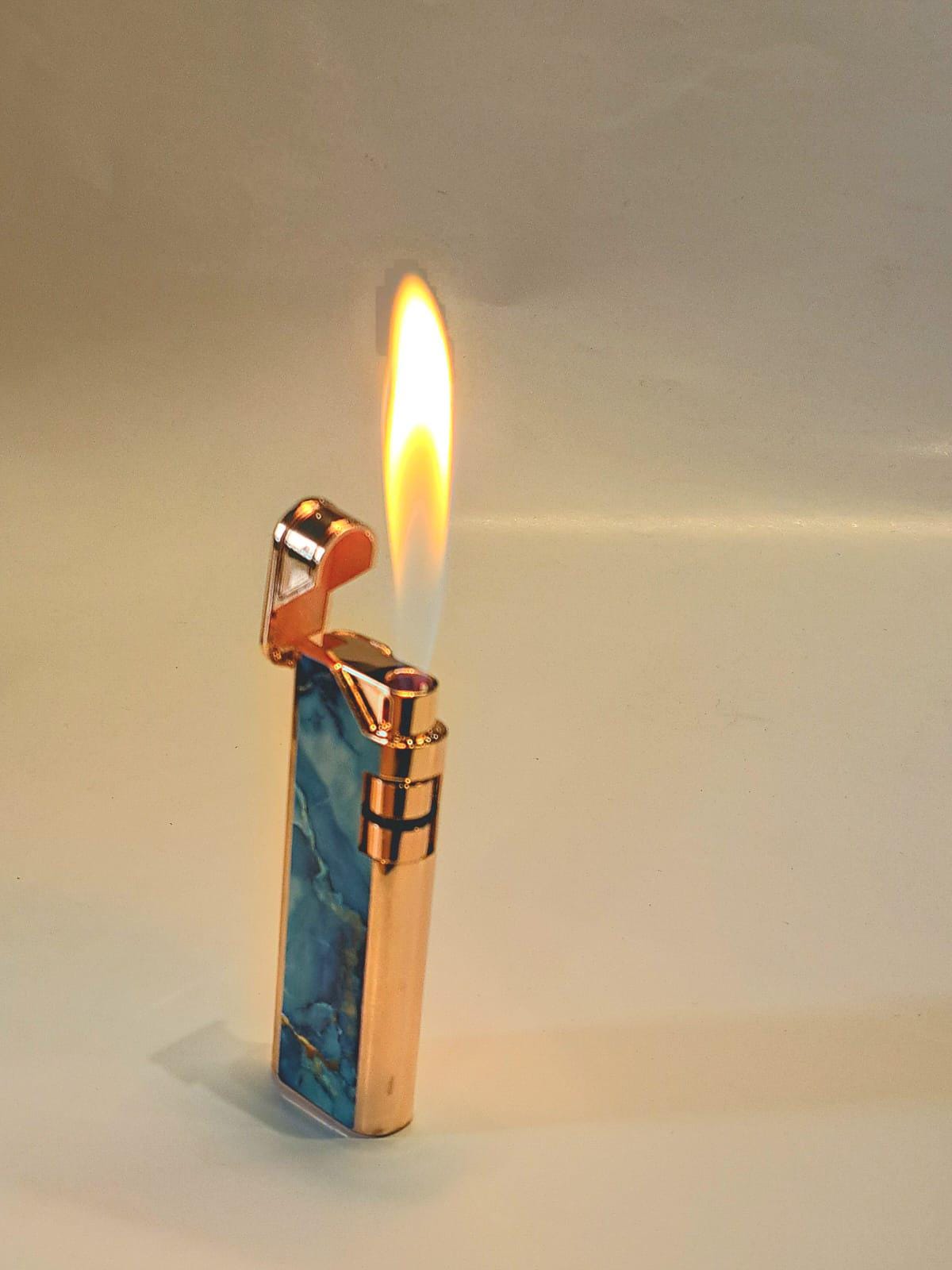 Vintage Style Marble and Wood Patterned Butane Lighter – Retro Inspired Elegant Gift Lighter