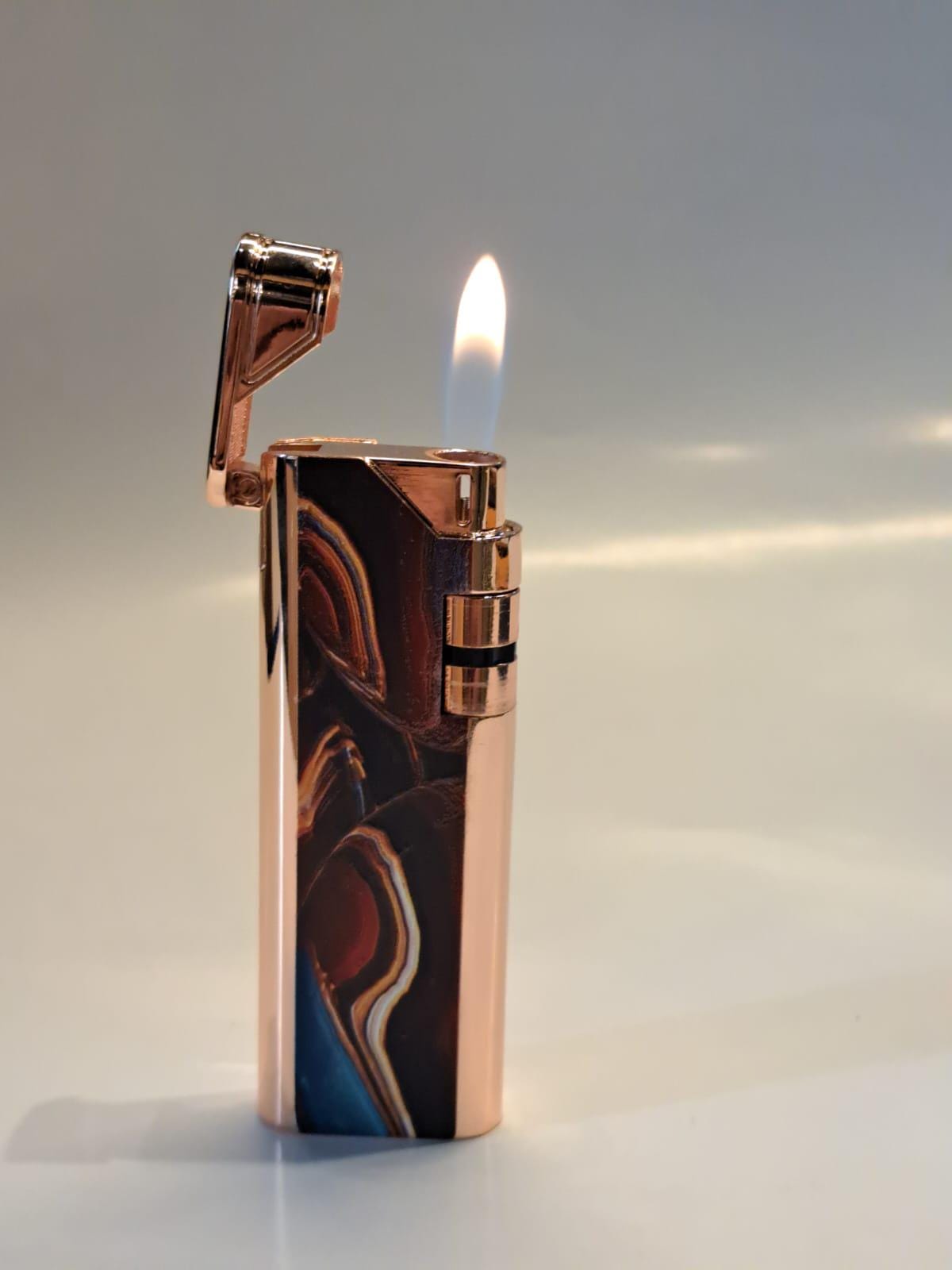 Vintage Style Marble and Wood Patterned Butane Lighter – Retro Inspired Elegant Gift Lighter