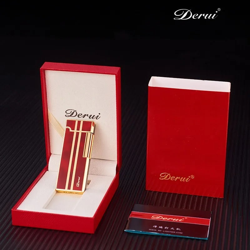 New Derui Ultra-thin Portable Metal Inflatable Lighter Windproof Grinding Wheel Side Slip Lighter High-end Men's Gift