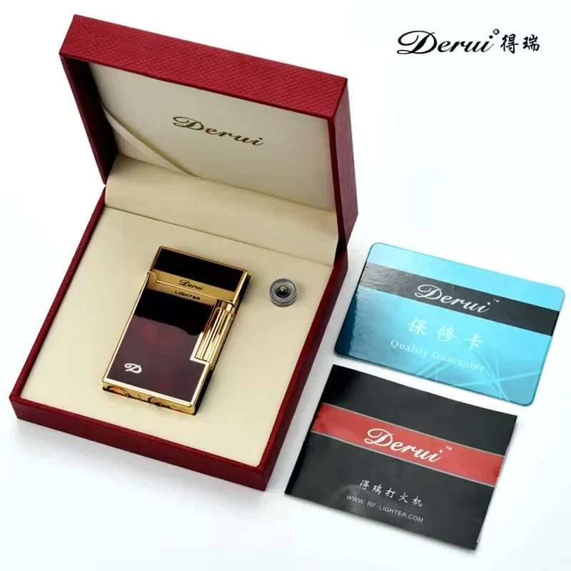 Derui Lighter Creative Butane Gas Windproof Open Flame Lighter Metal Sound Loud Lighter Men's Gift with Box
