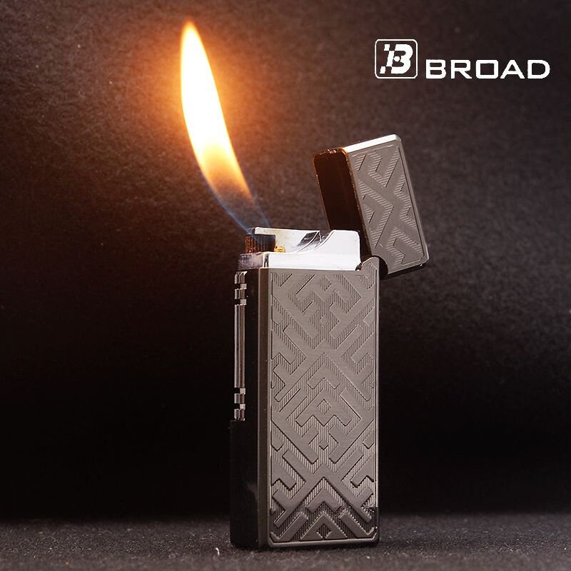 Broad Vintage Vertical Wheel Lighter, Refillable Butane Lighter in Black Makes the Perfect Smoking Accessory or Mens Gift, Groomsmen Gift.