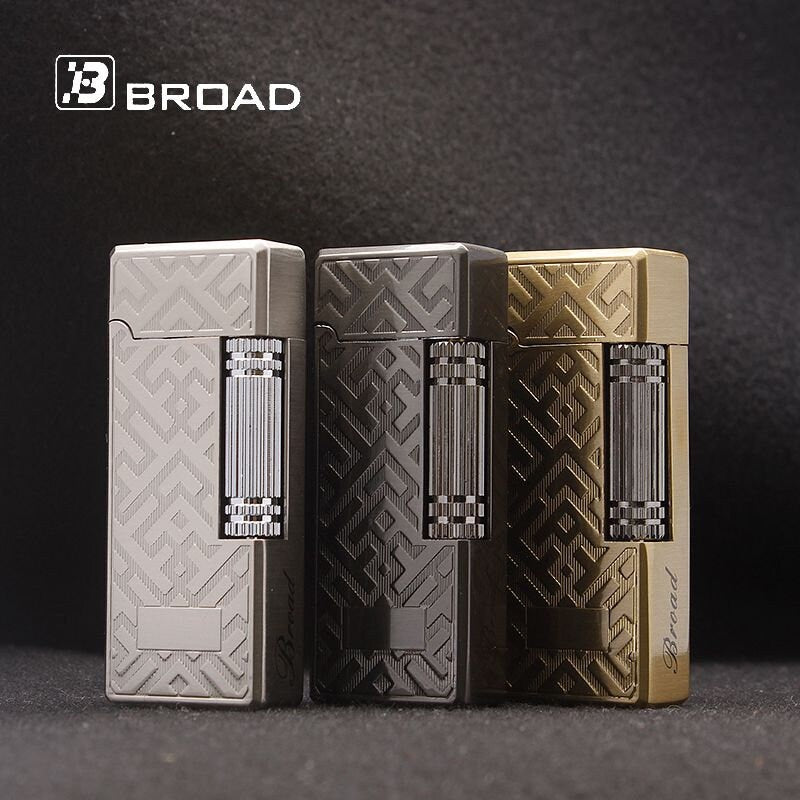 Broad Vintage Vertical Wheel Lighter, Refillable Butane Lighter in Black Makes the Perfect Smoking Accessory or Mens Gift, Groomsmen Gift.