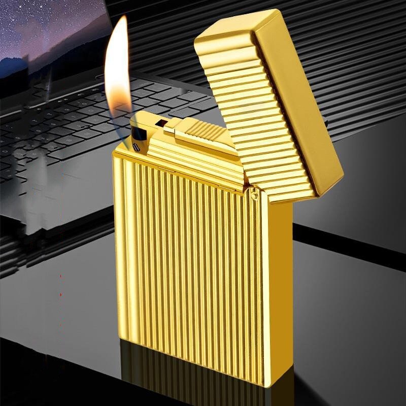 Golden Vintage Lighter - Retro Sliding Grinding Wheel - Refillable - Perfect Groomsman Gift