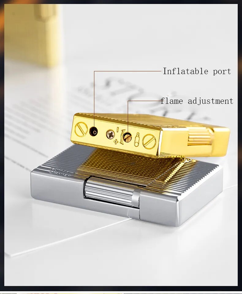 Golden Vintage Lighter - Retro Sliding Grinding Wheel - Refillable - Perfect Groomsman Gift