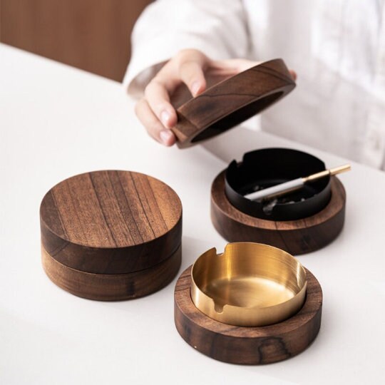Walnut Wood Desktop Ashtray