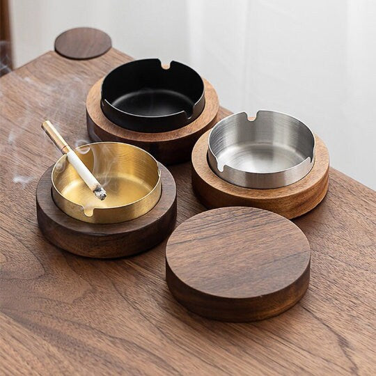 Walnut Wood Desktop Ashtray