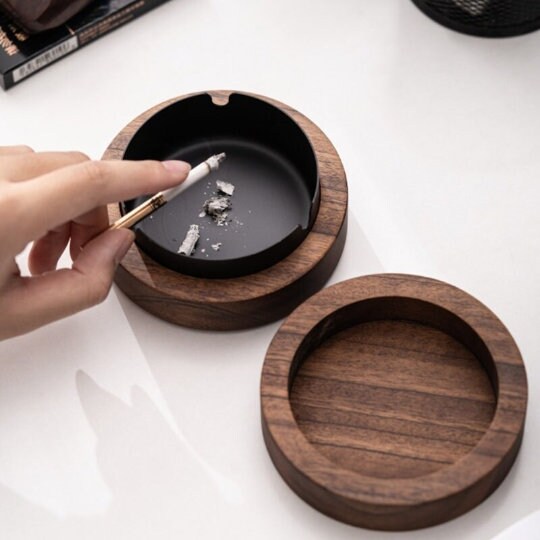 Walnut Wood Desktop Ashtray