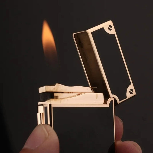 Derui Lighter Creative Butane Gas Windproof Open Flame Lighter Metal Sound Loud Lighter Men's Gift with Box