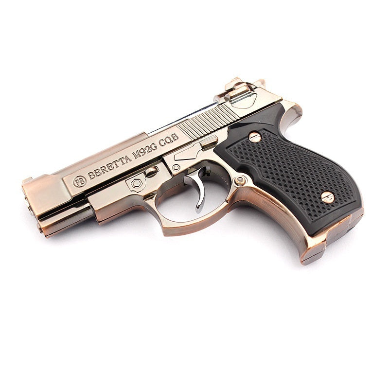 Baretta Pistol Lighter, Metal Gas Lighter Windproof Red Flame