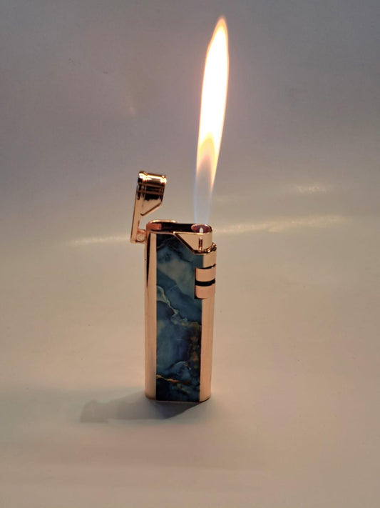Vintage Style Marble and Wood Patterned Butane Lighter – Retro Inspired Elegant Gift Lighter