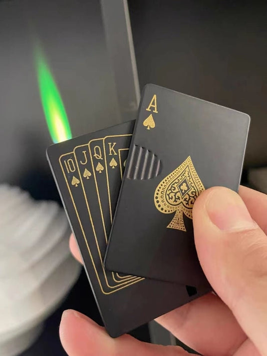Poker Card Lighter, Playing Card Lighter, Green Flame Refillable Lighter