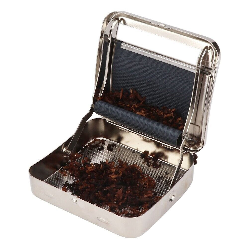 The Stainless Steel Semi-Automatic Cigarette Maker and Case ,Two-in-one rolling machine and Cigarette Box , 78 mm